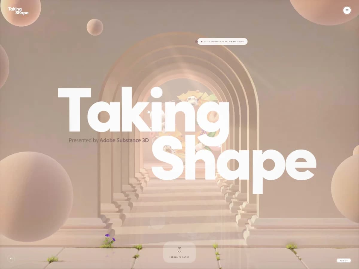 Taking Shape | Presented by Adobe Substance 3D website preview by Dogstudio
