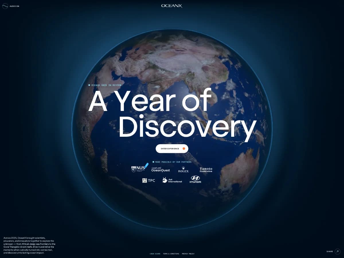 OceanX 2025 Year in Review website preview by Unseen Studio®