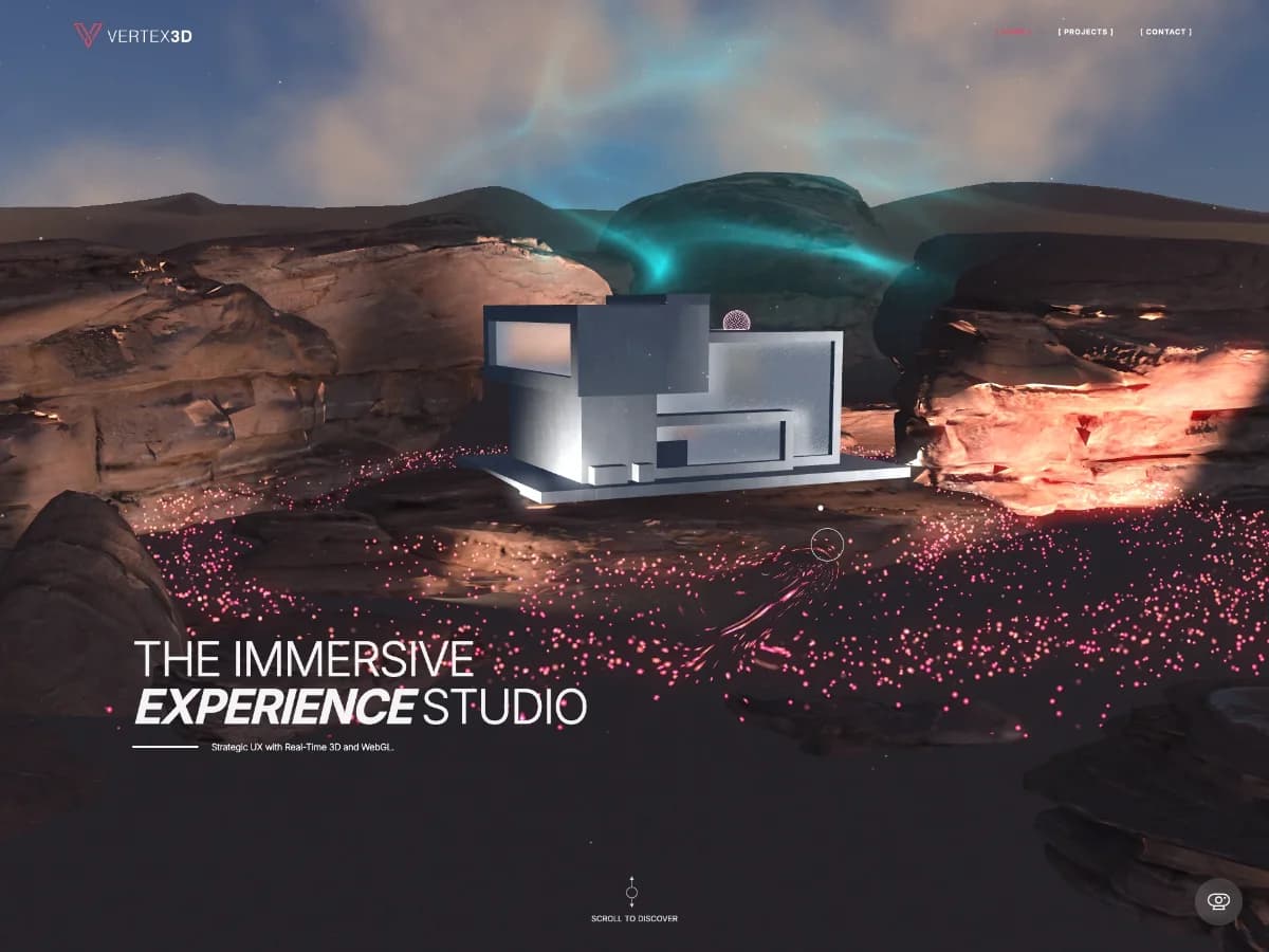 Vertex3D — Immersive WebGL Experience Studio website preview by Yann Trévelot