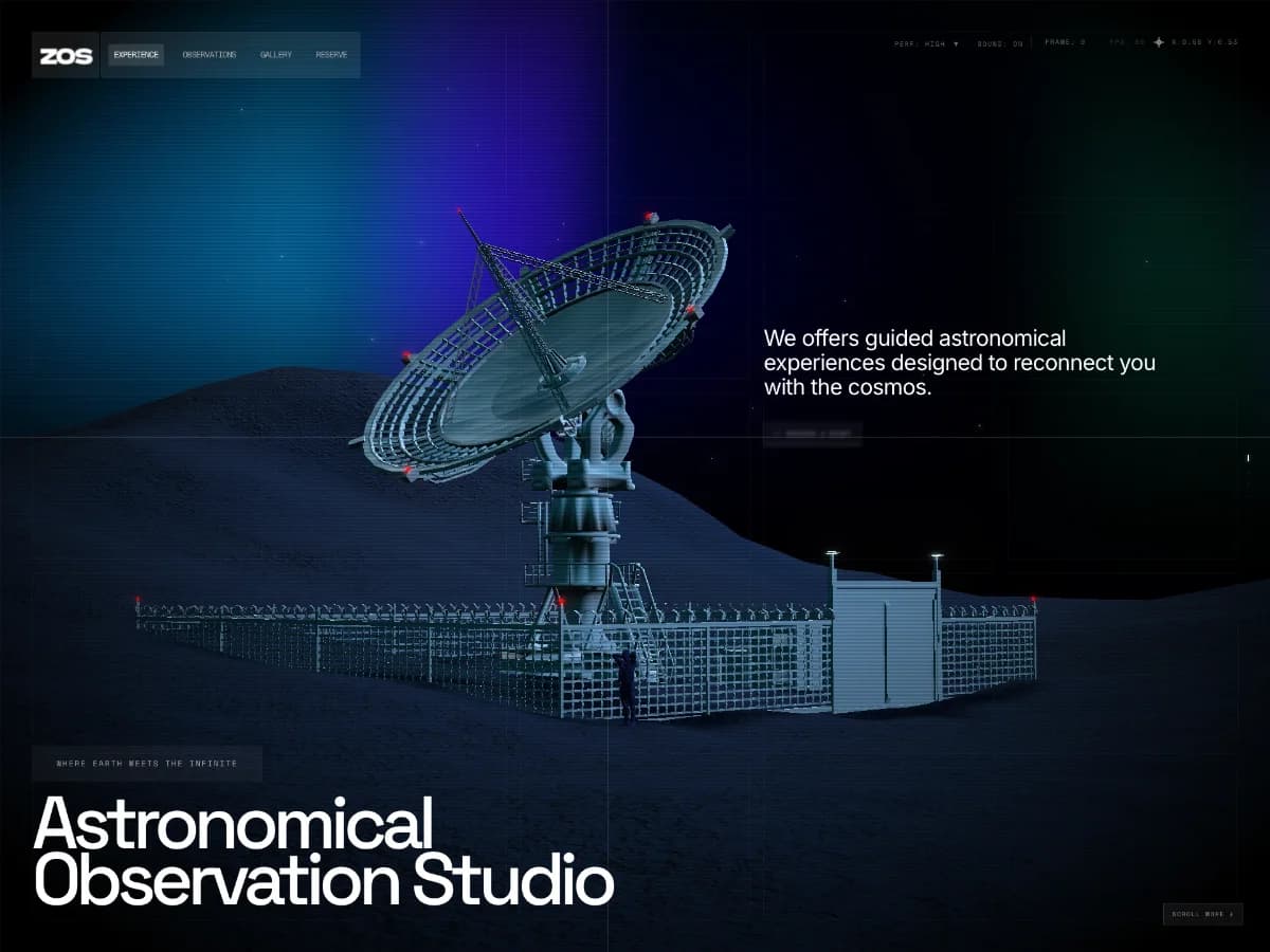 Astronomy Experience 3D Experience website preview by Undream Studio