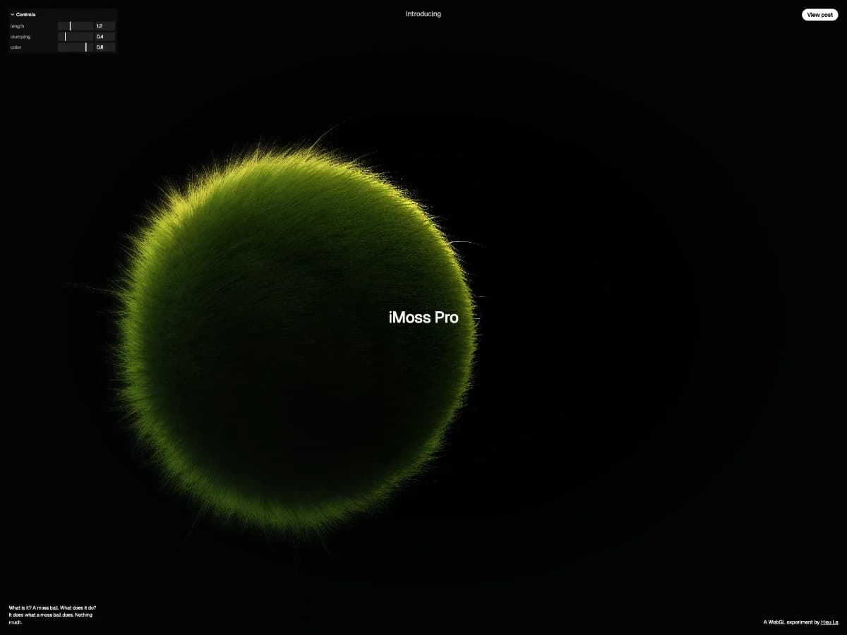 iMoss - Digital Moss Ball Pet website preview by Hieu Le