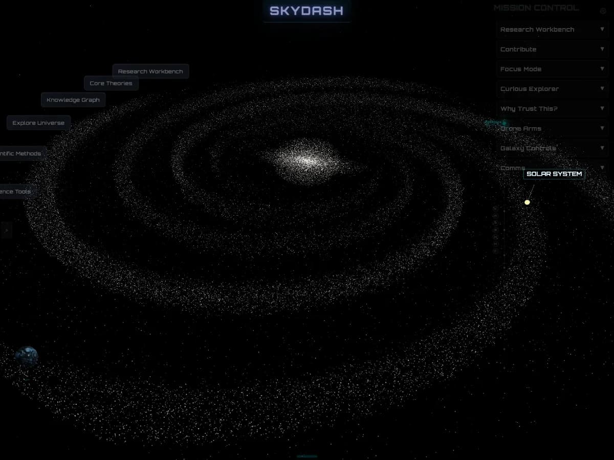 Skydash - the Science Dashboard website preview by Moritz Munzinger