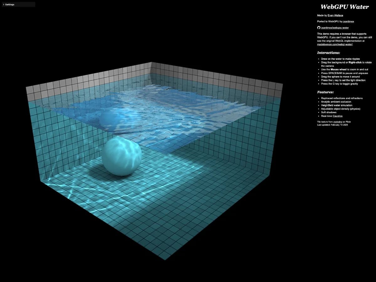 WebGPU Water website preview by Yong Su