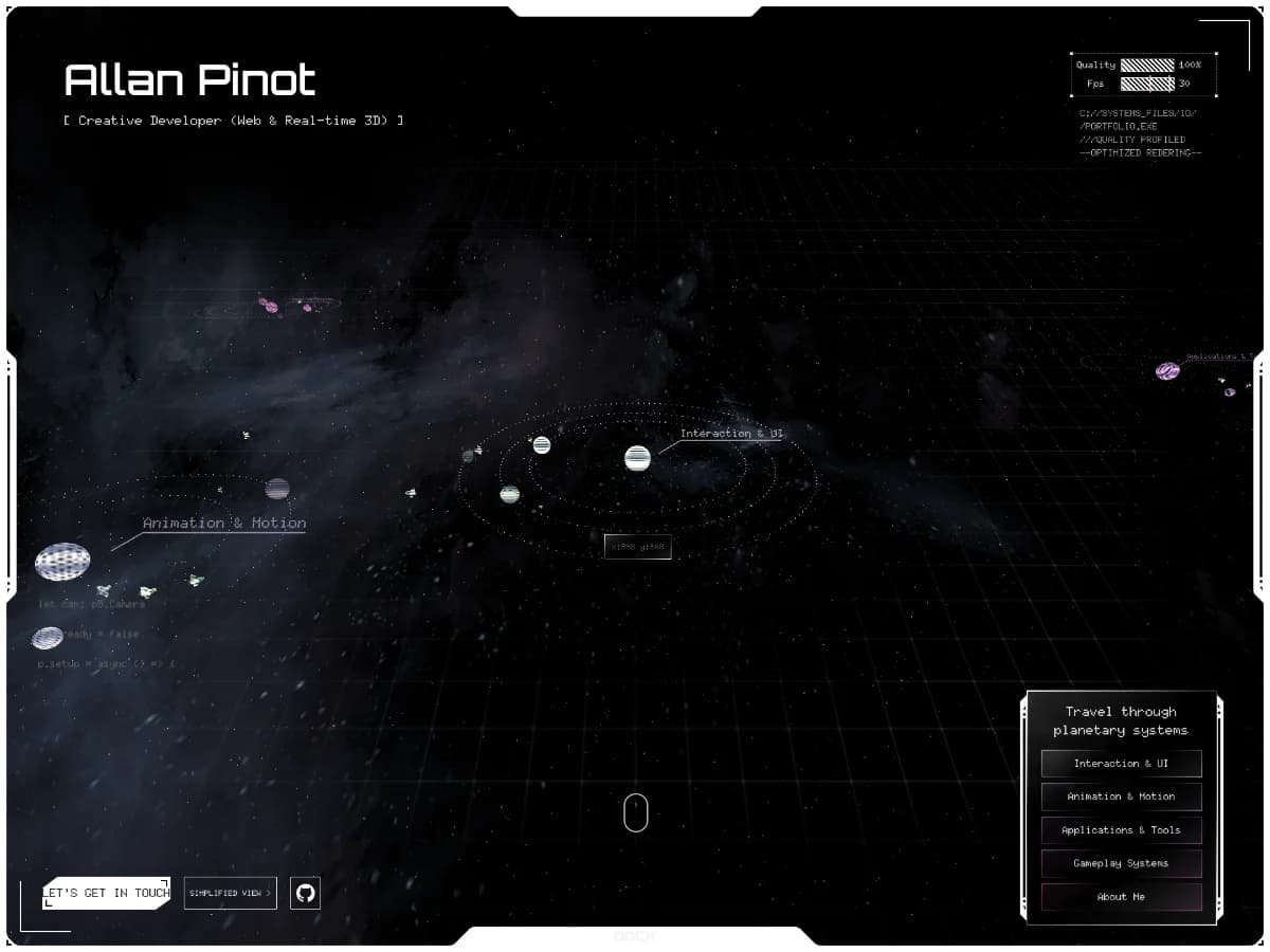 Space Portfolio website preview by Allan Pinot
