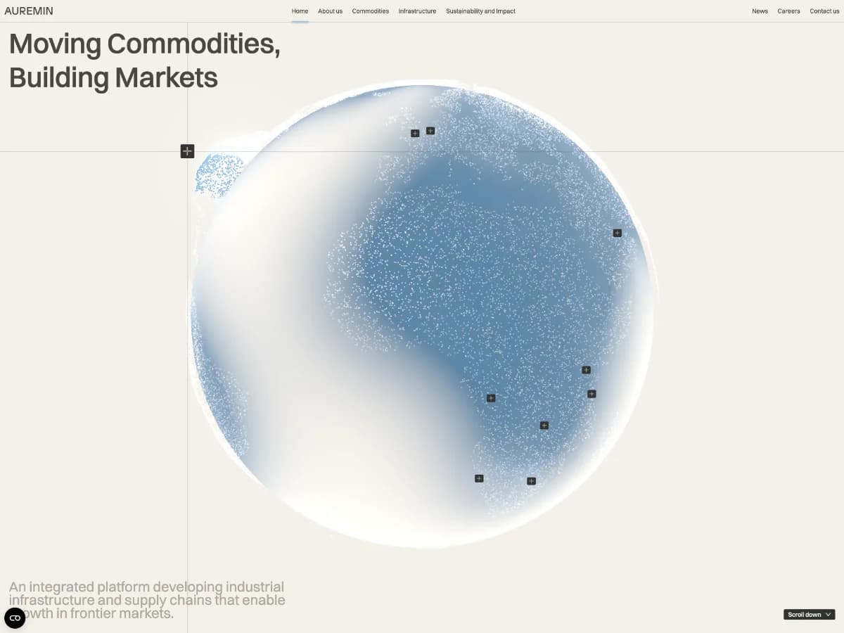 Auremin | Commodities Trading & Infrastructure Platform website preview by The Brink Agency