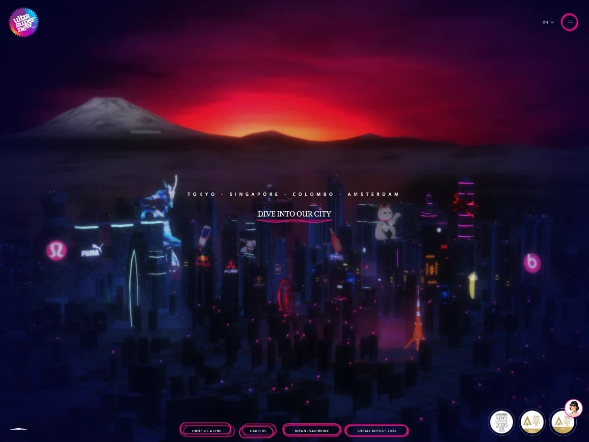 UltraSuperNew | Independent Creative Agency in Tokyo website preview by /nk.studio ®