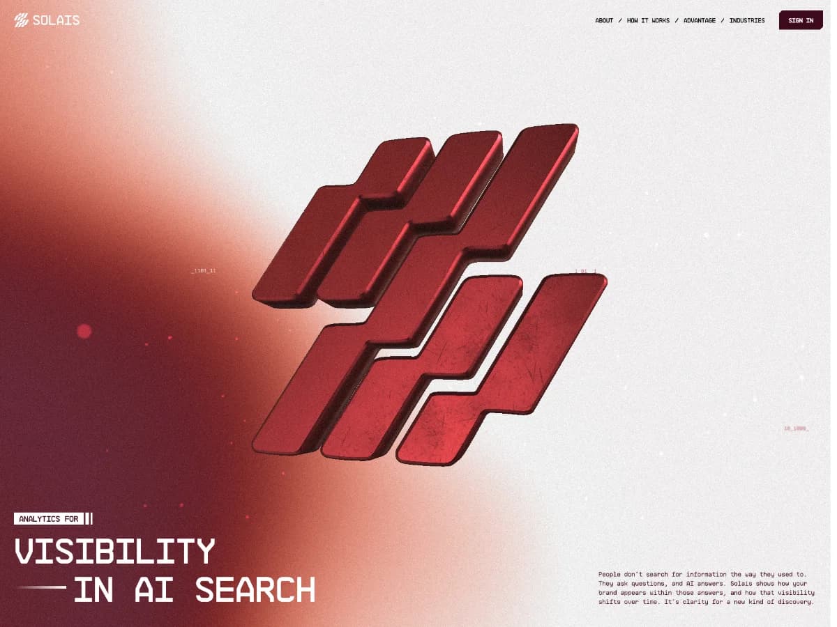 Solais • A visibility platform that monitors AI-driven discovery website preview by The Start