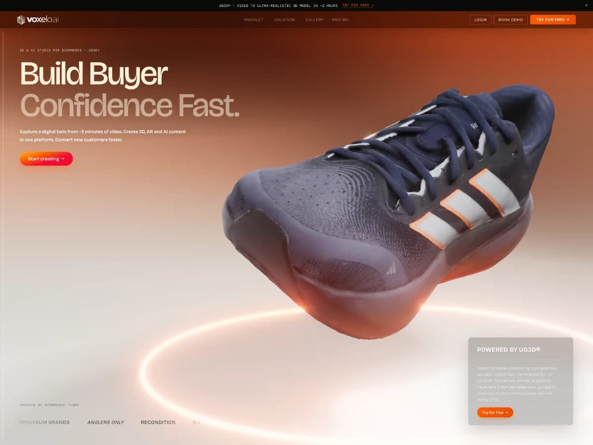 Voxelo - A New 3D & AI Studio for Ecommerce website preview by PeachWeb