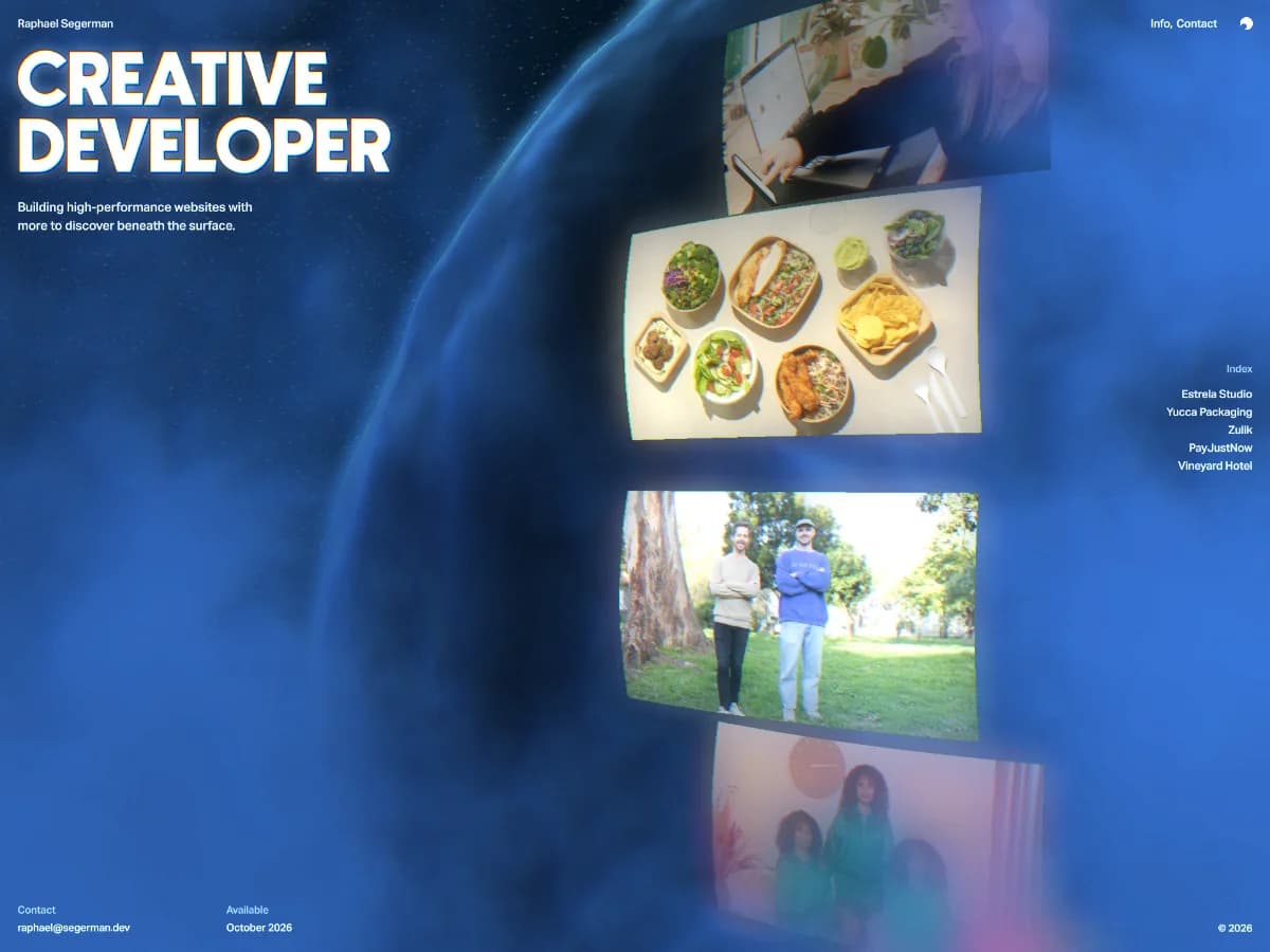 Raphael Segerman | Creative Developer website preview by Raphael Segerman