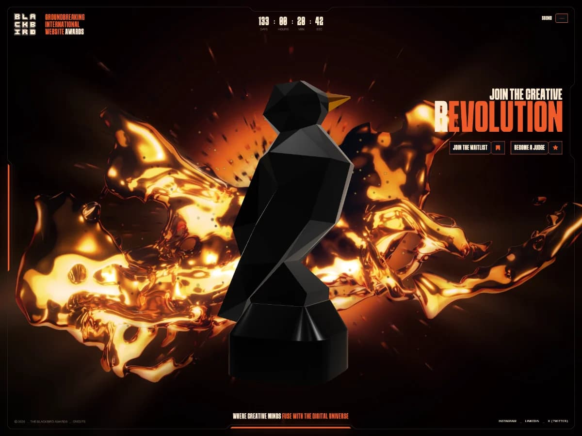 Blackbird | Groundbreaking International Website Awards website preview by Dezea® Studio