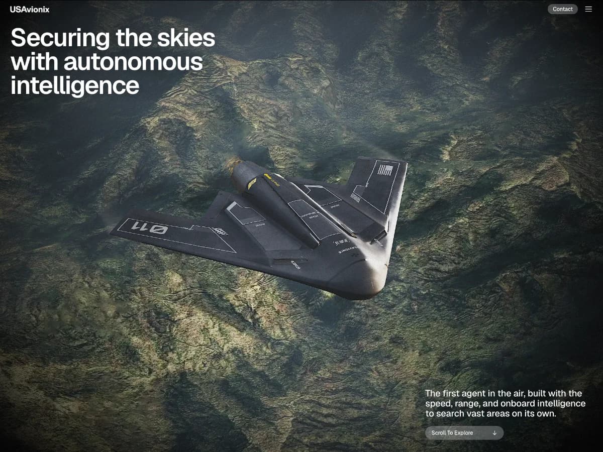 USAvionix | Advanced Jet Drone Systems for ISR & Defense website preview by Basement Studio