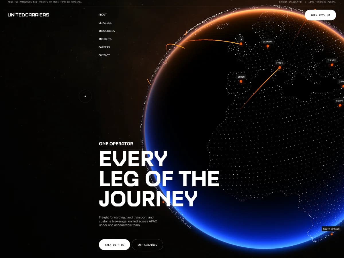United Carriers | One operator every leg of the journey website preview by Bearplus