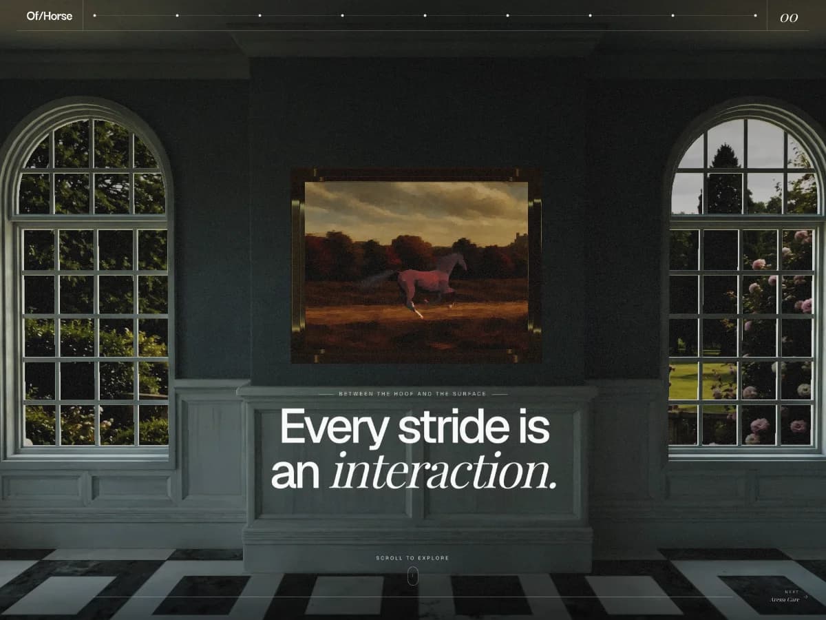 Of/Horse — How Arena Footing Interacts With the Horse website preview by Shader Development Studio