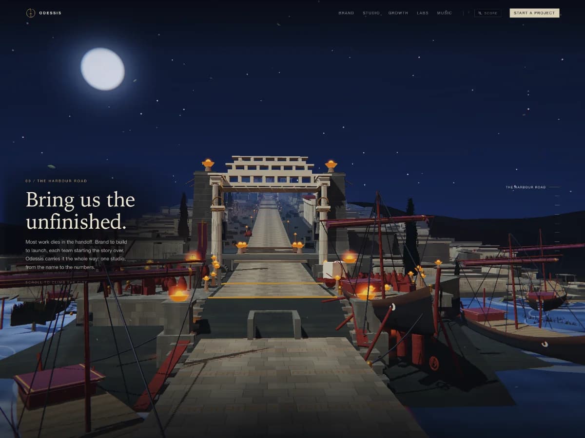 Odessis: A Reversible Three.js City website preview by Evan D'Souza
