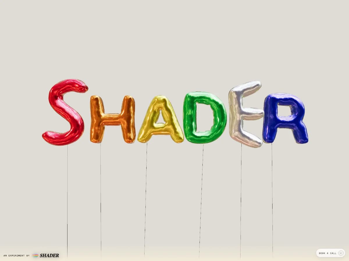 Balloon Text Simulation website preview by Shader Development Studio