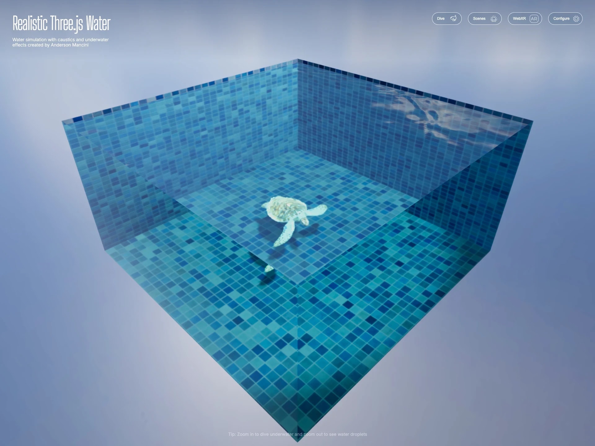 Realistic Three.js water simulation