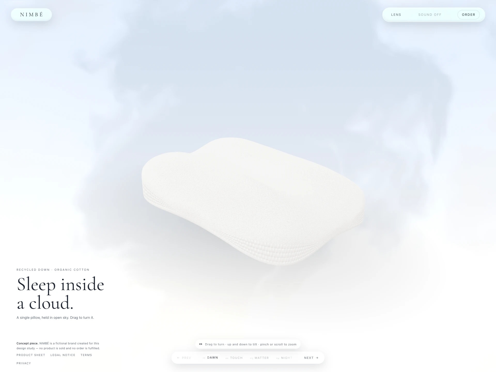 NIMBÉ — A pillow, down to the thread